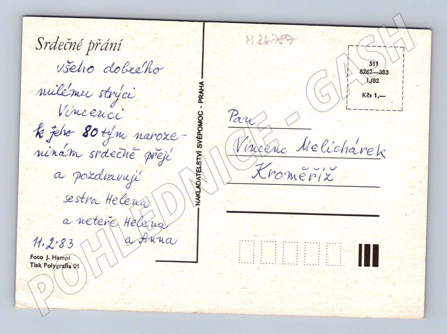 Pohlednice Kytice bílých květů 1983 (M24787)