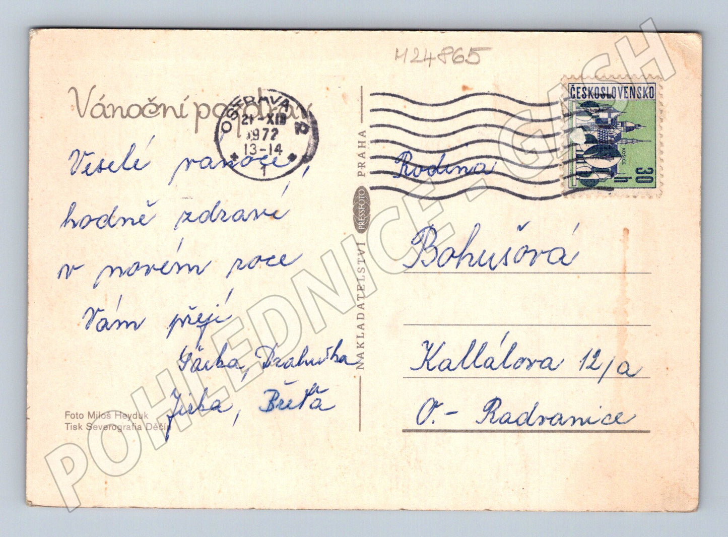 Pohlednice Vánoční stromeček svíčky 1977 (M24865)