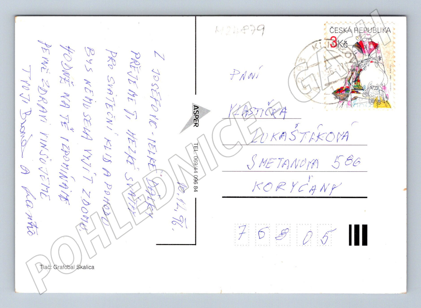 Pohlednice Vánoční motiv kostel sníh 1996 (M24879)