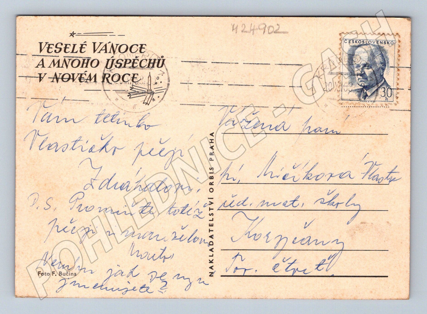 Pohlednice Vánoční motiv jmelí a ozdoby 1939 (M24902)
