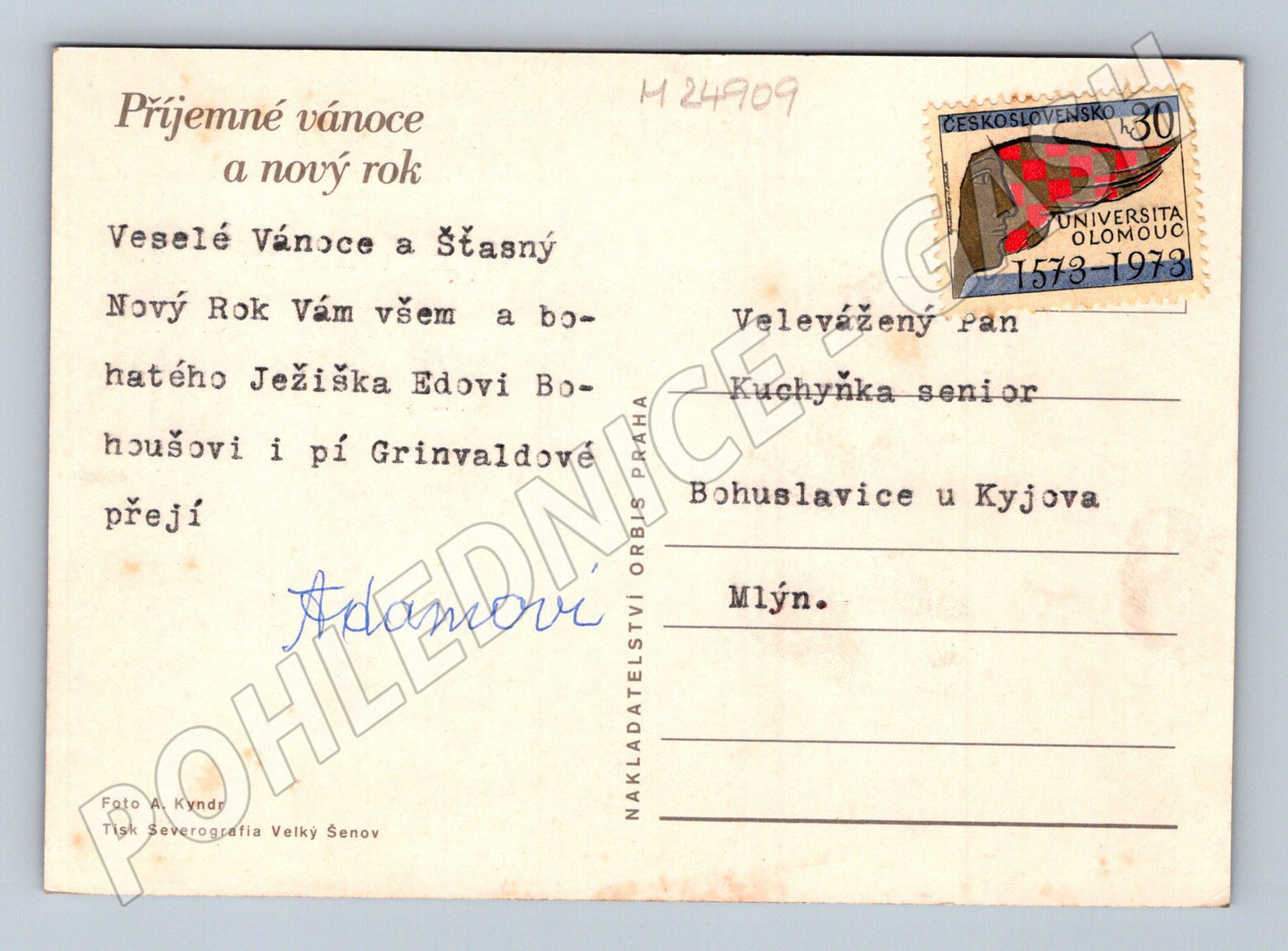 Pohlednice vánoční strom ovoce ořechy 1973 (M24909)