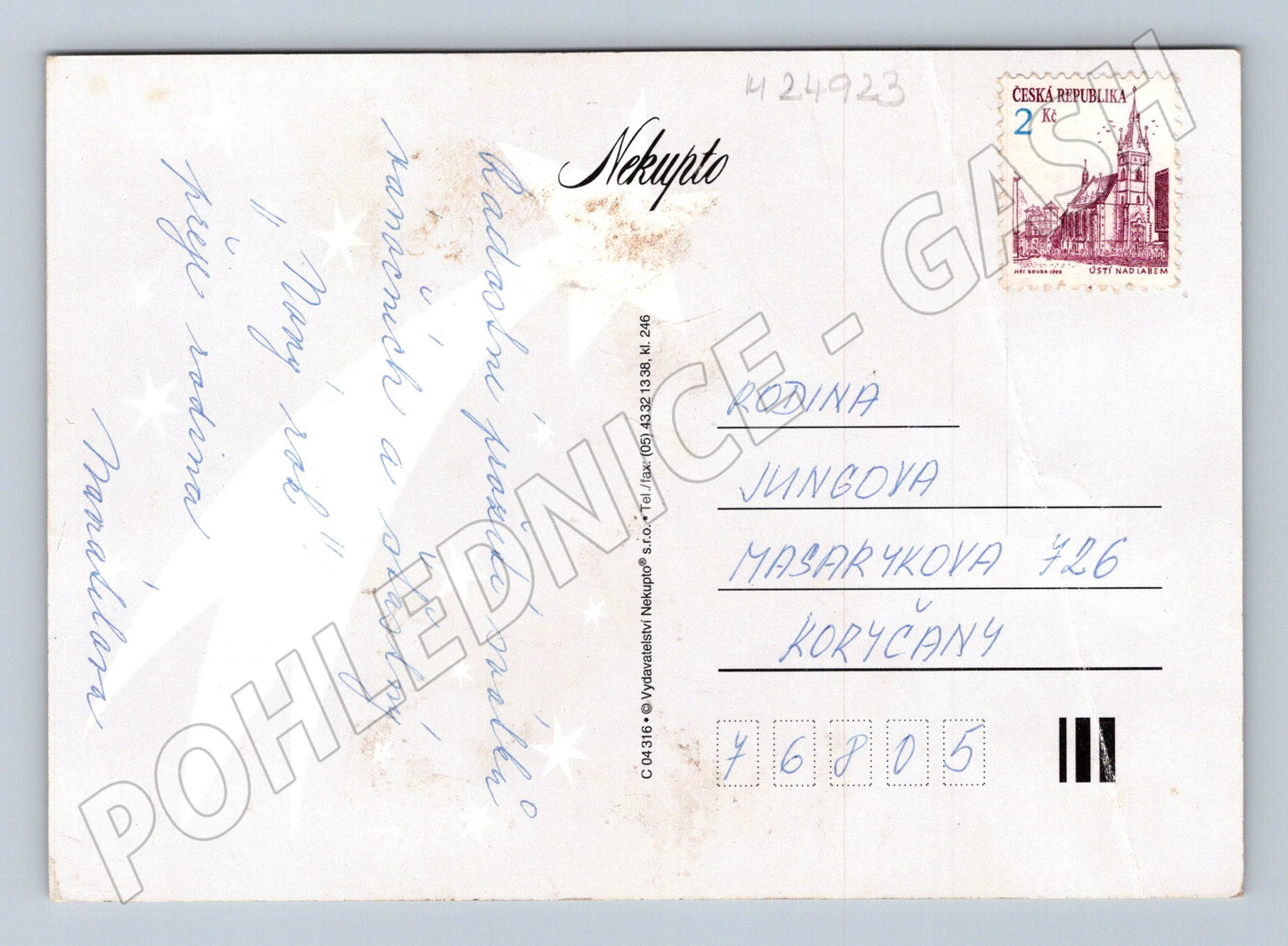 Pohlednice Vánoce Santa Claus děti sáňky 1995 (M24923)