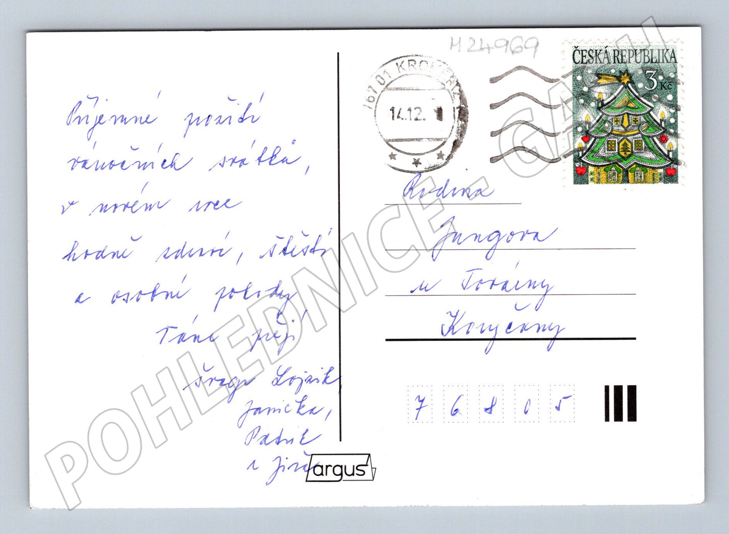 Pohlednice Vánoce a Nový rok ptáčci sníh 2001 (M24969)
