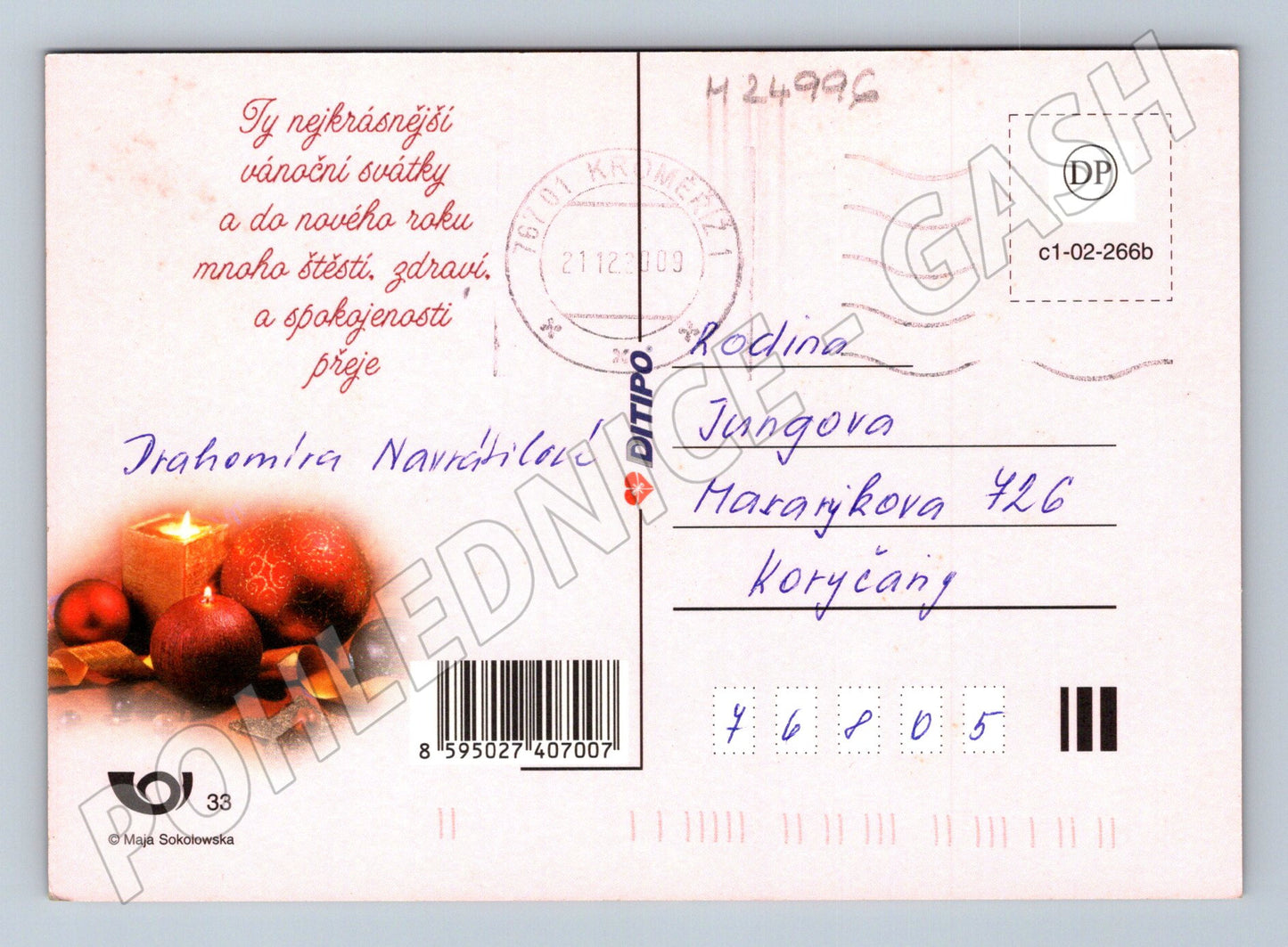 Pohlednice Vánoční novoroční přání 2009 (M24996)