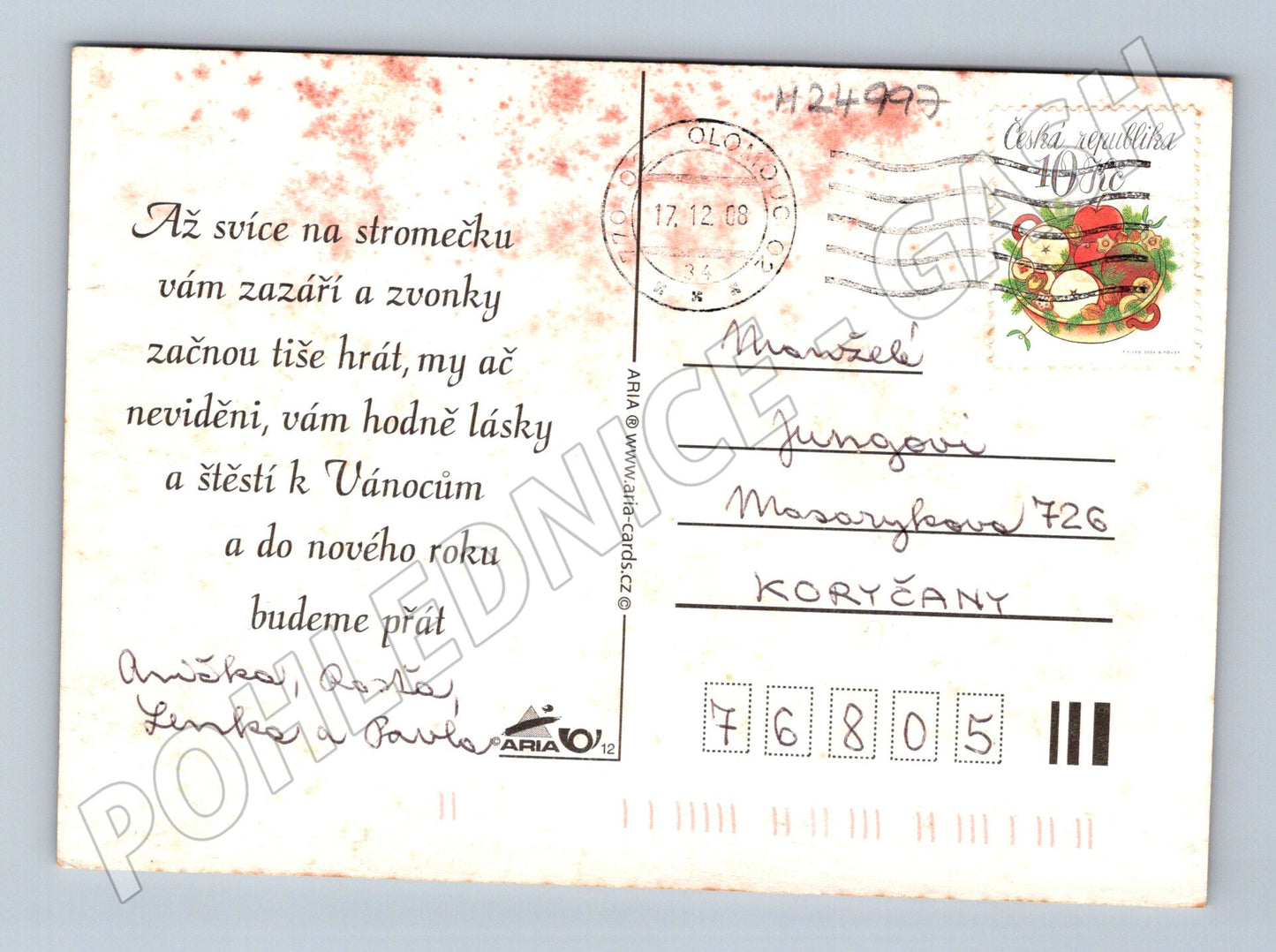 Pohlednice Vánoce zasněžená krajina svíčky 2008 (M24997)
