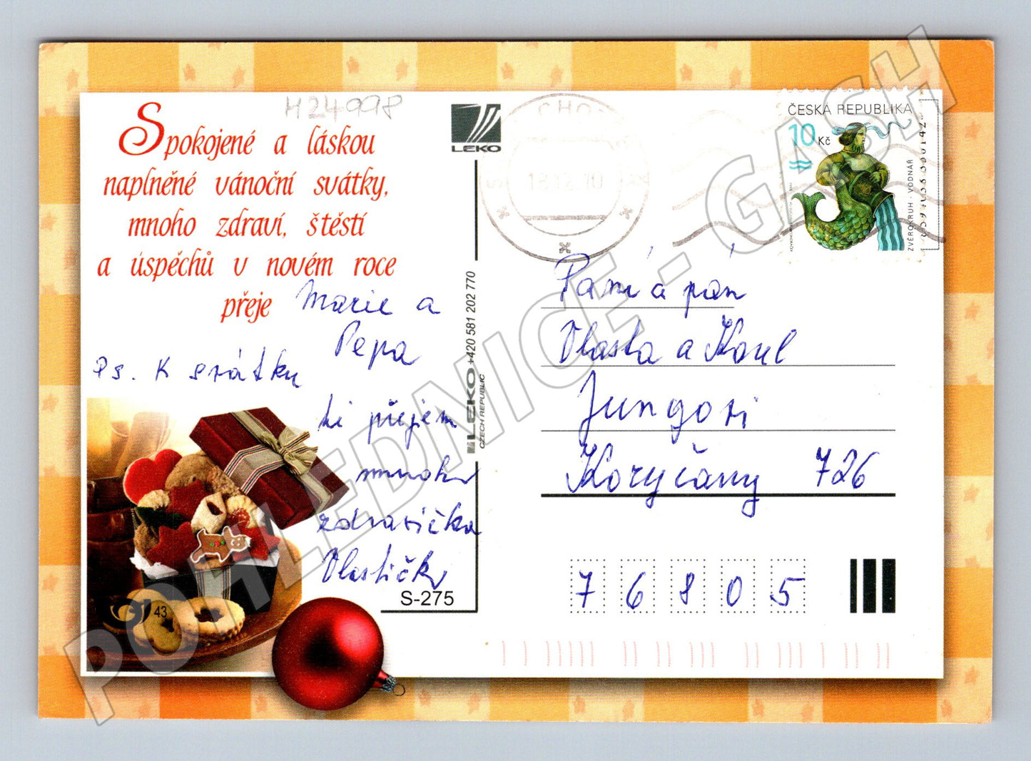 Pohlednice Vánoční cukroví a přání 2000 (M24998)