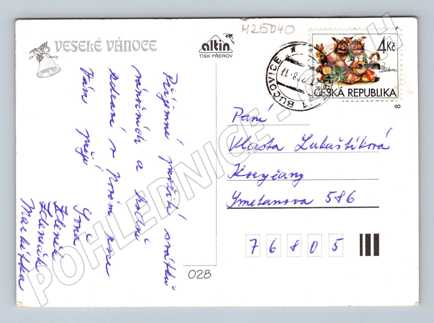 Pohlednice Vánoční zimní krajina bruslaři (M25040)