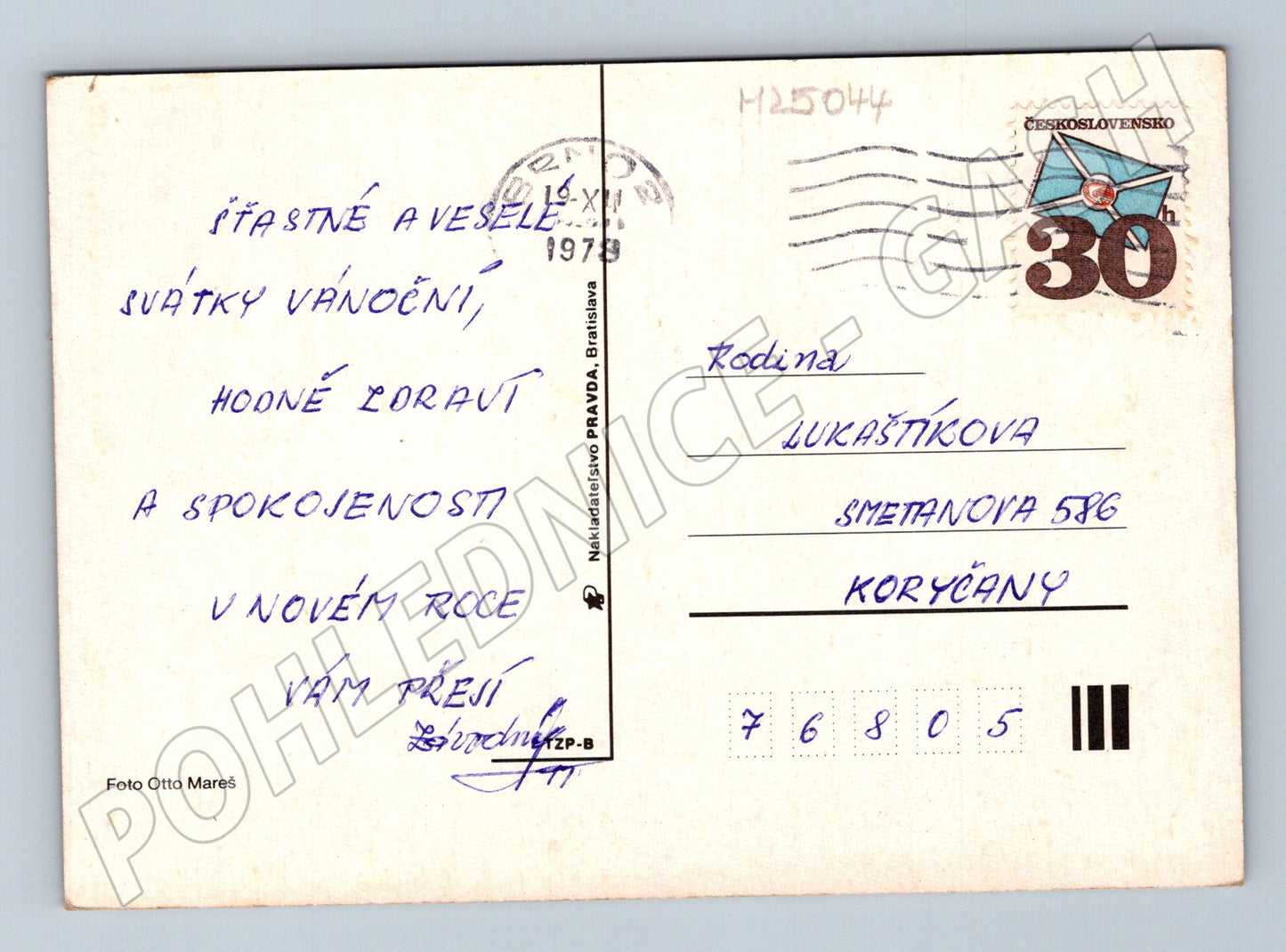 Pohlednice Vánoční aranžmá svíčka 1978 (M25044)