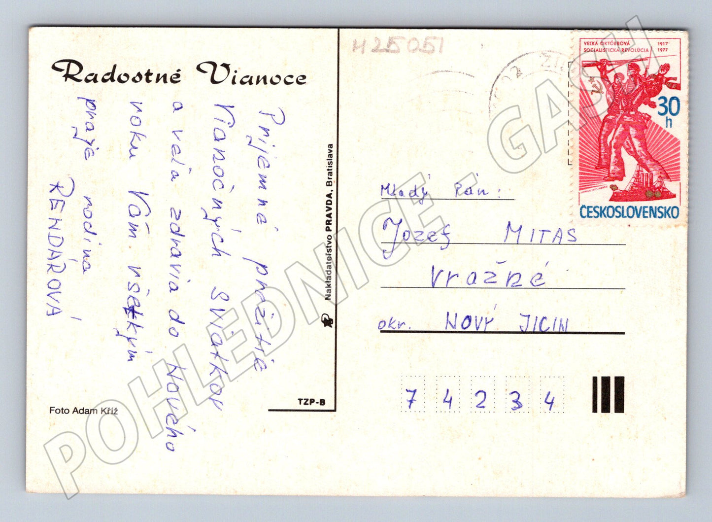Pohlednice Vánoční zátiší jablka ořechy 1977 (M25051)