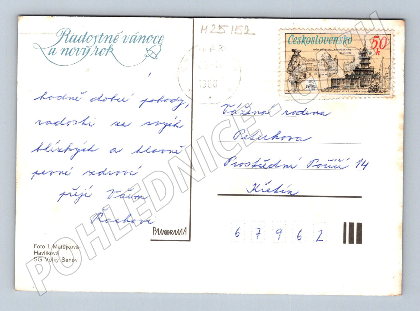 Pohlednice Vánoční zátiší jablka ořechy 1980 (M25152)
