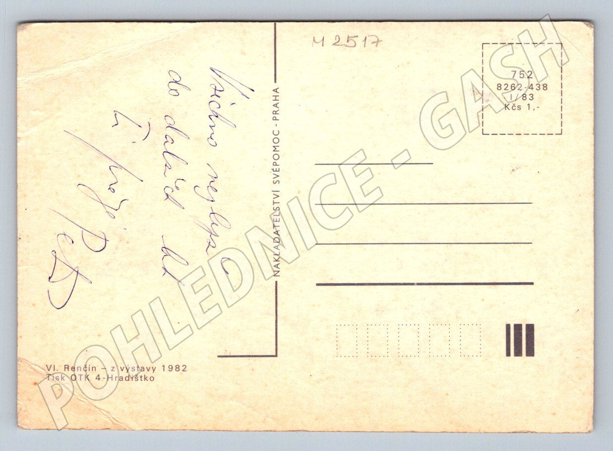 Vladimír Renčín 1982 Dad and pop music funny drawing (M2517)