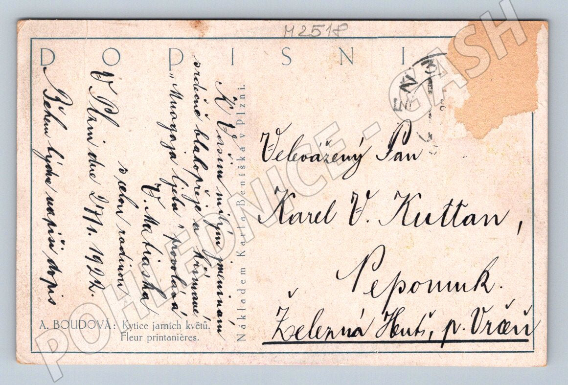 Postcard spring bouquet A. Boudová (M2518)