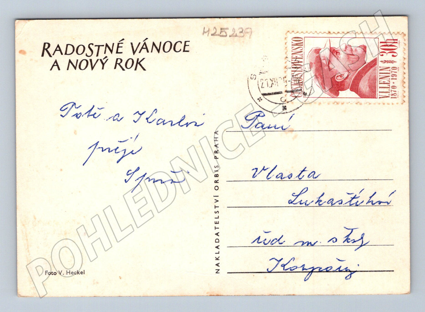 Pohlednice Vánoční zimní krajina zasněžené stromy 1970 (M25239)