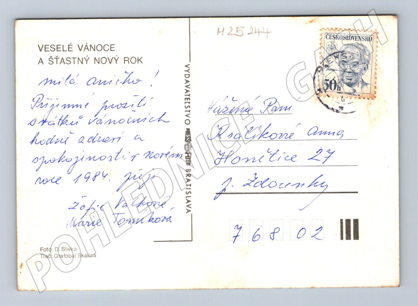 Pohlednice Československo zimní krajina stromy 1984 (M25244)