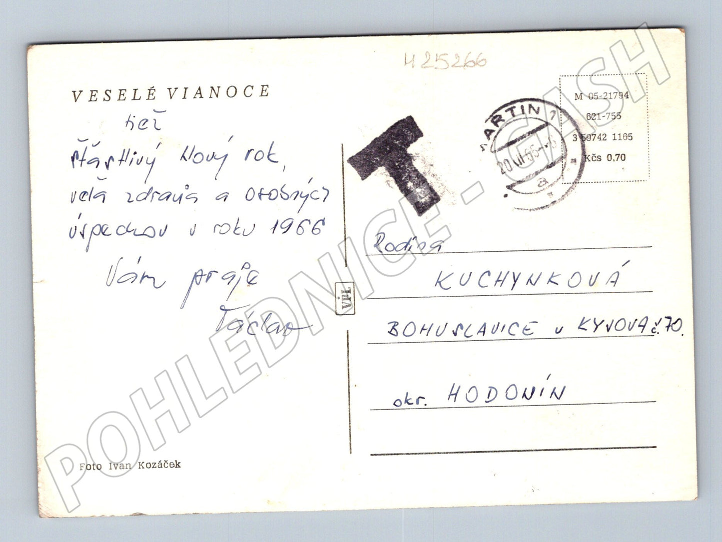 Pohlednice Vánoce prskavka svíčka 1966 (M25266)