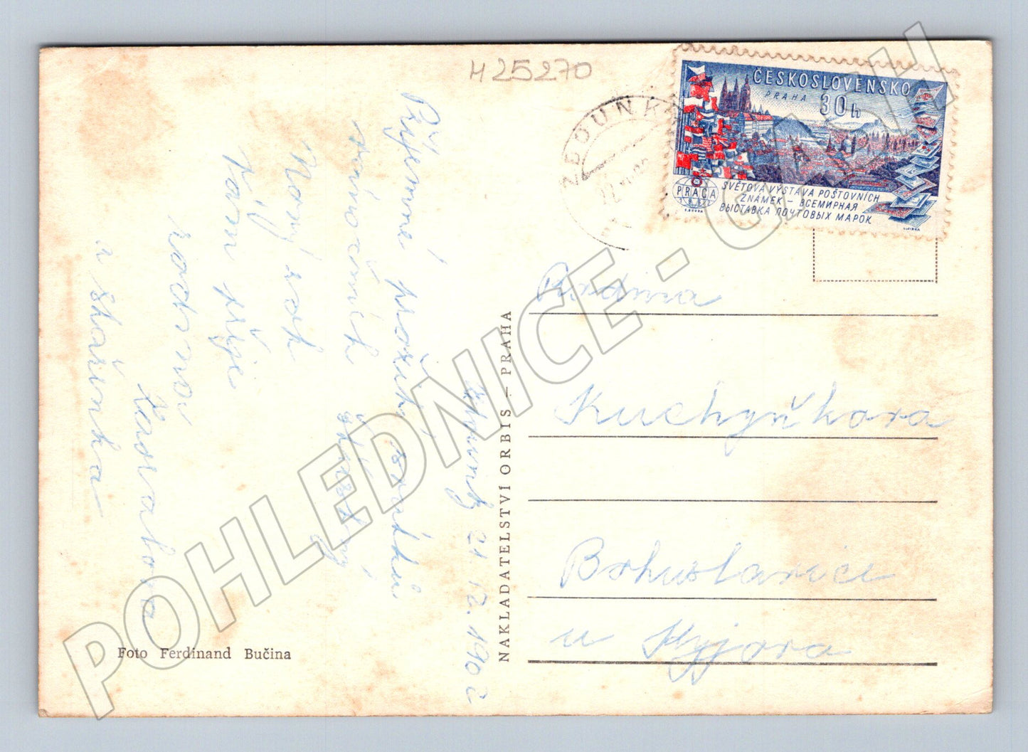 Pohlednice Vánoční pozdrav svíčka jinovatka 1962 (M25270)