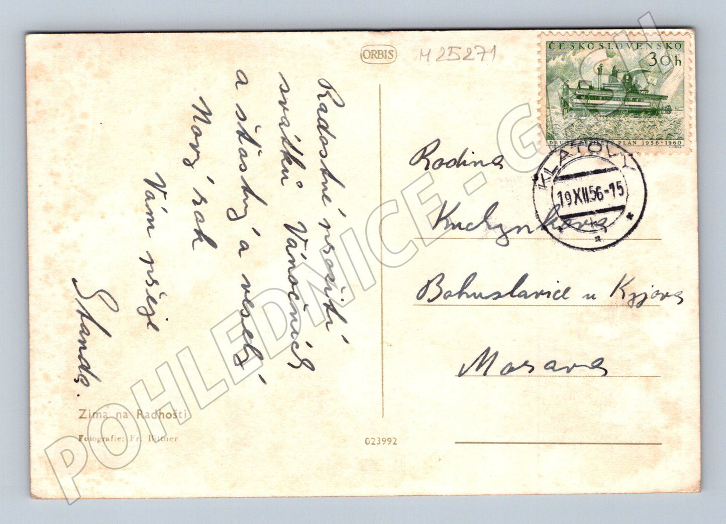 Pohlednice Radhošť kaple sníh 1956 (M25271)