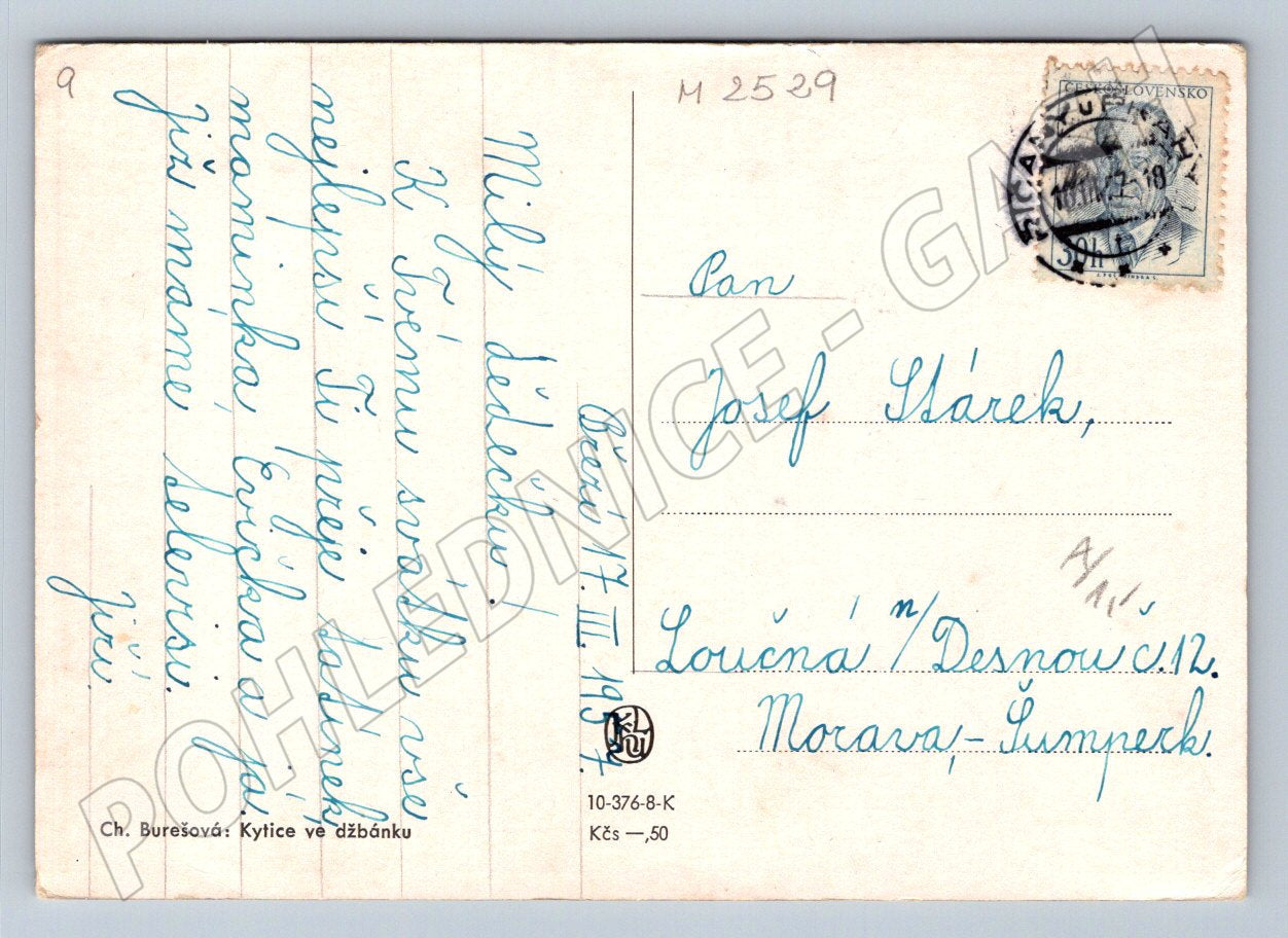 Postcard Ch. Burešová Bouquet in a jug (M2529)