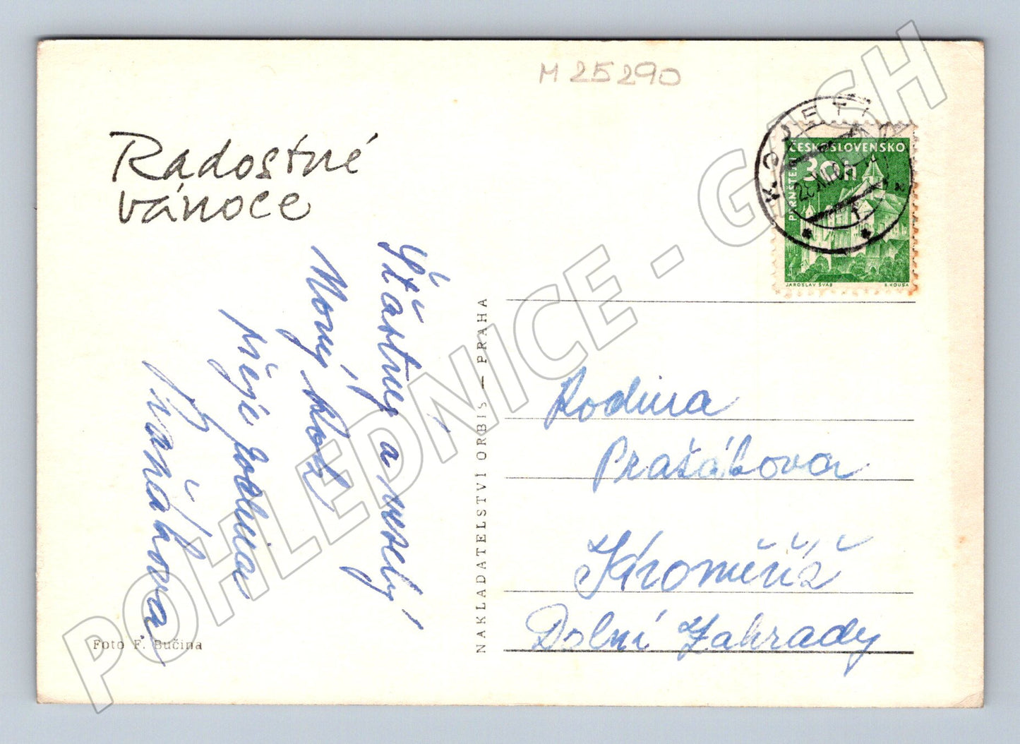 Pohlednice vánoční zátiší svíčky jablko 1957 (M25290)