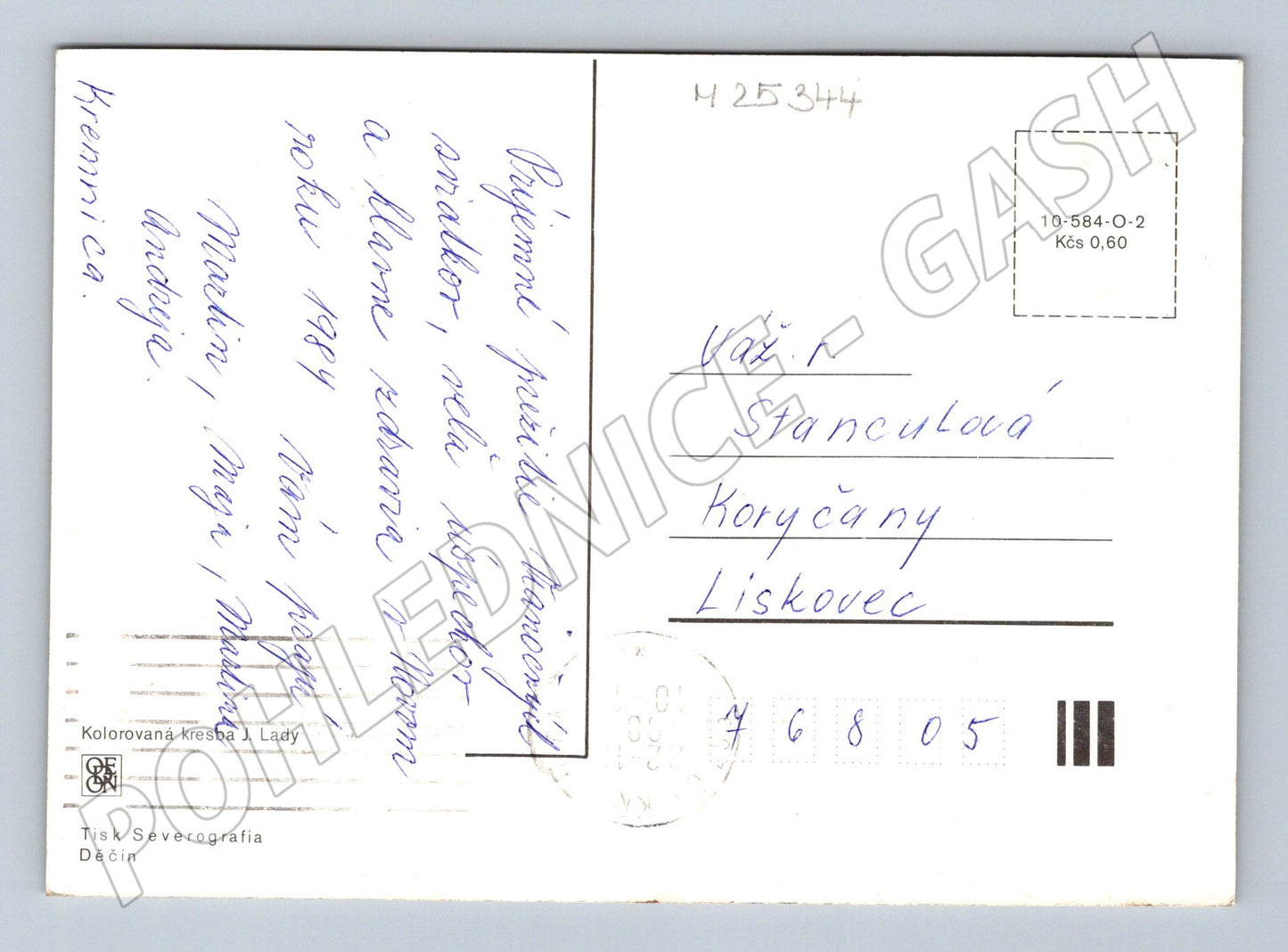 Pohlednice zimní krajina s jelenem Josef Lada 1949 (M25344)