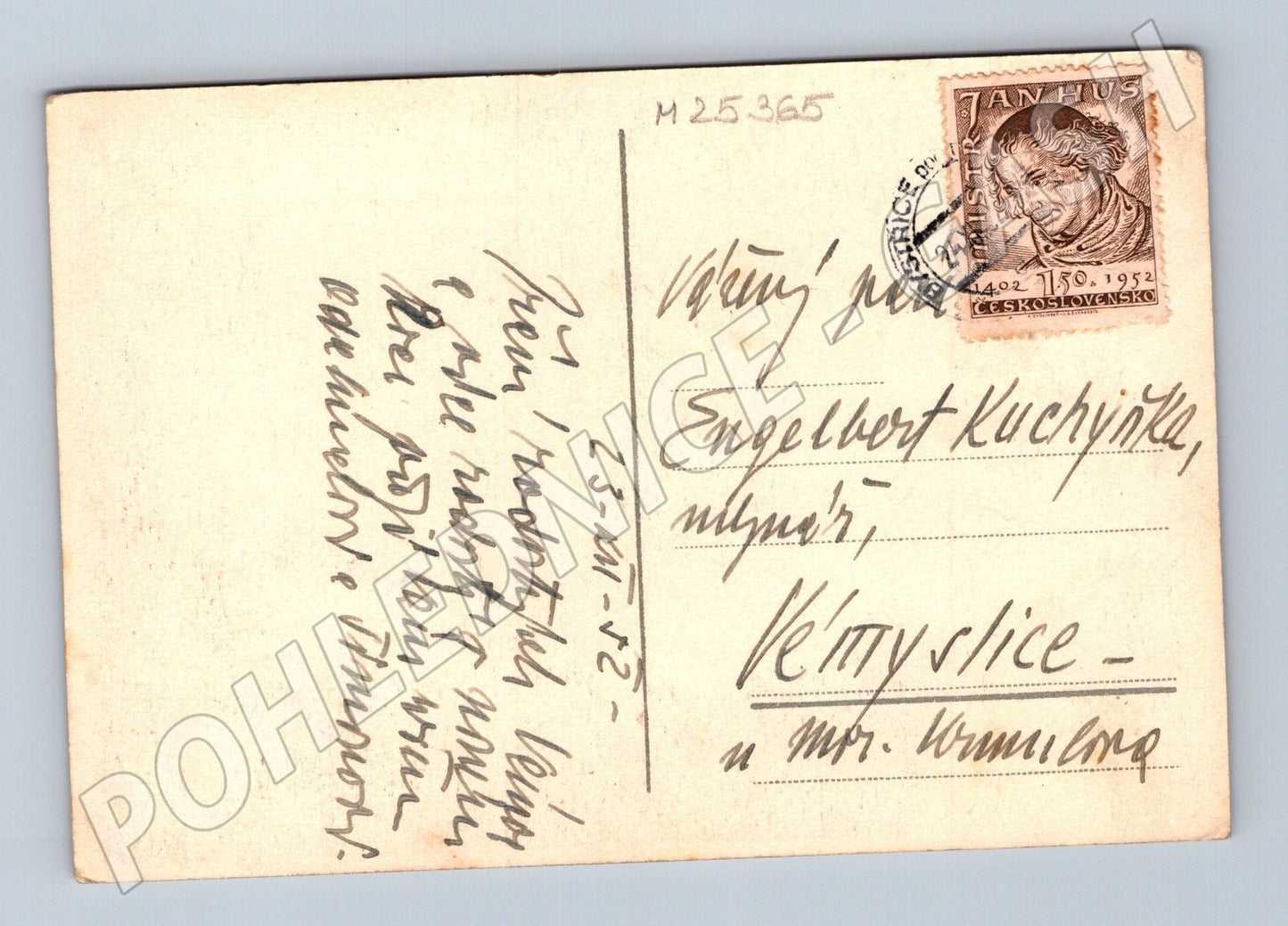 Pohlednice zimní motiv s očima 1952 (M25365)