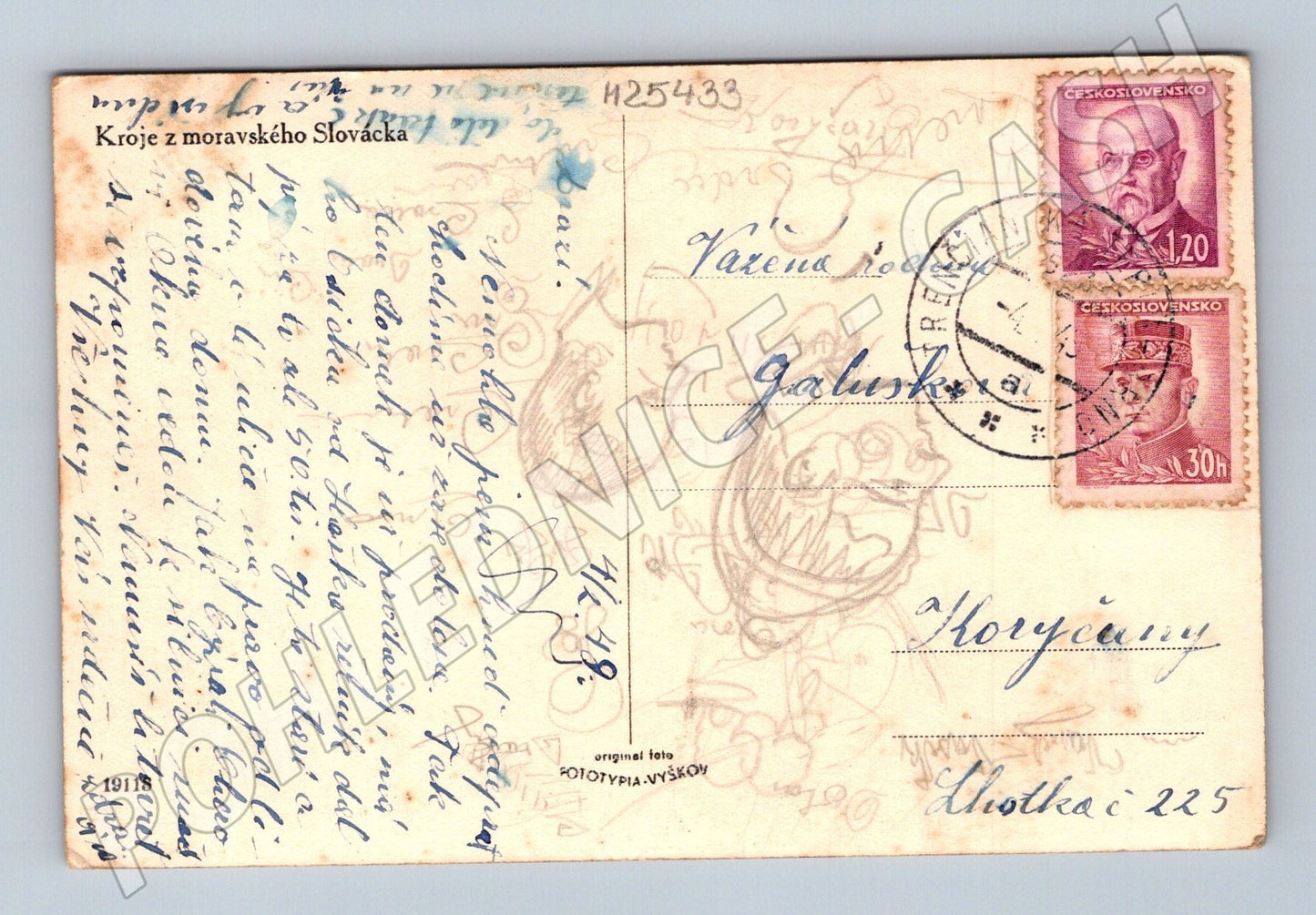 Pohlednice Kroje z moravského Slovácka žena 1940 (M25433)