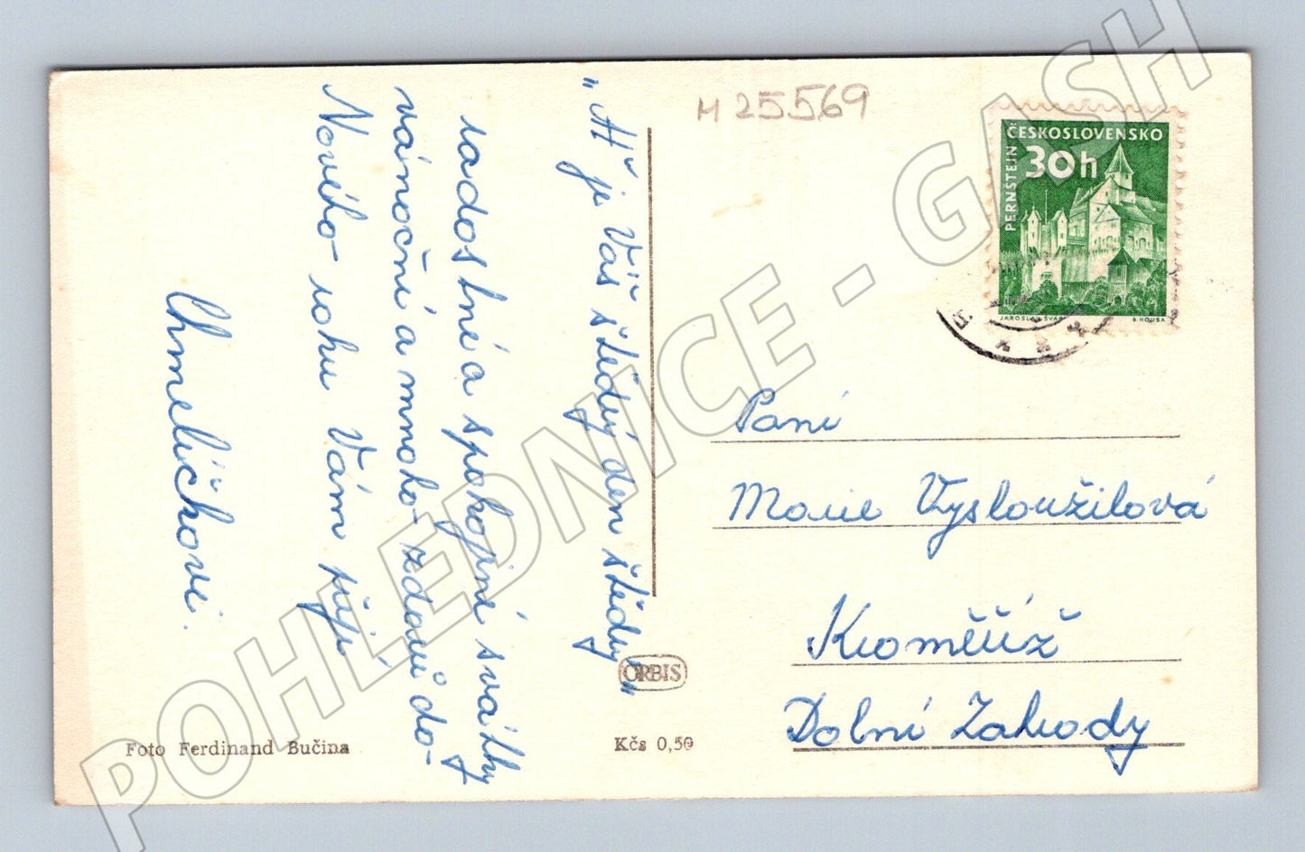 Pohlednice Vánoční strom svíčka 1954 (M25569)