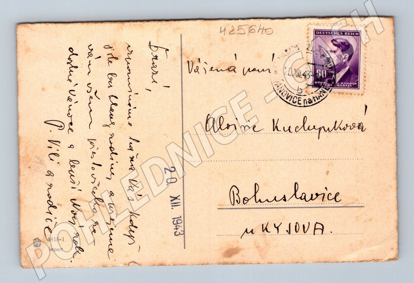 Pohlednice Vánoce zimní motiv 1943 (M25640)