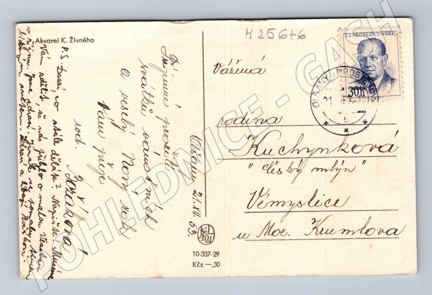 Pohlednice zimní krajina Radostné Vánoce 1933 (M25646)