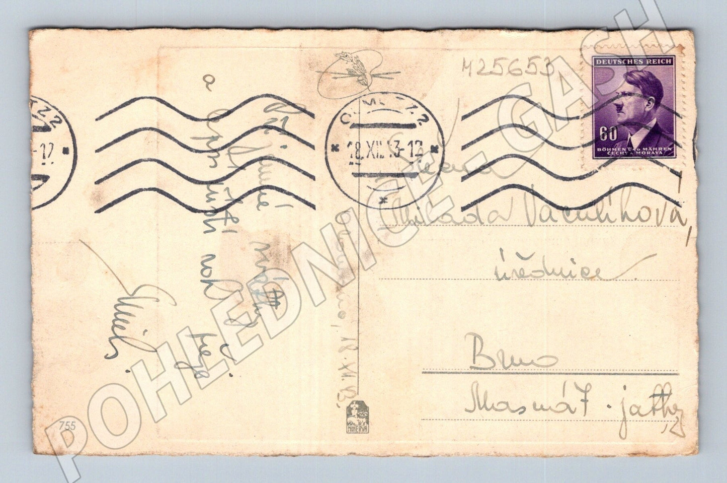 Pohlednice umělecký zimní motiv 1943 (M25653)
