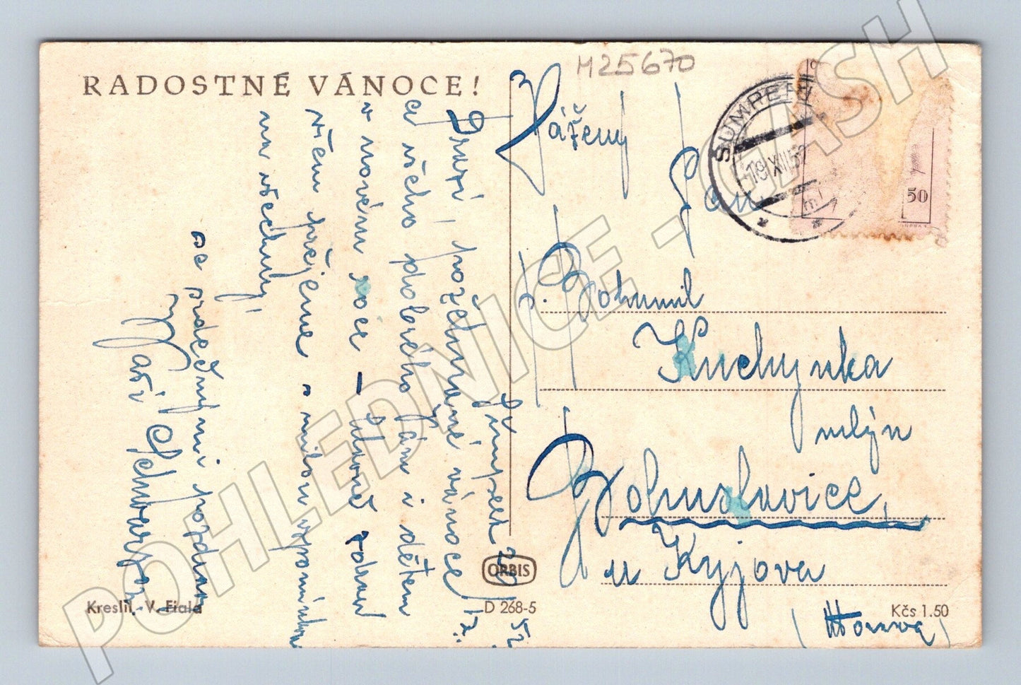 Pohlednice Vánoční motiv děti sáňkování 1941 (M25670)