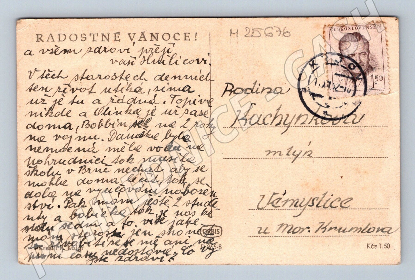Pohlednice zimní scéna s koňským povozem 1932 (M25676)