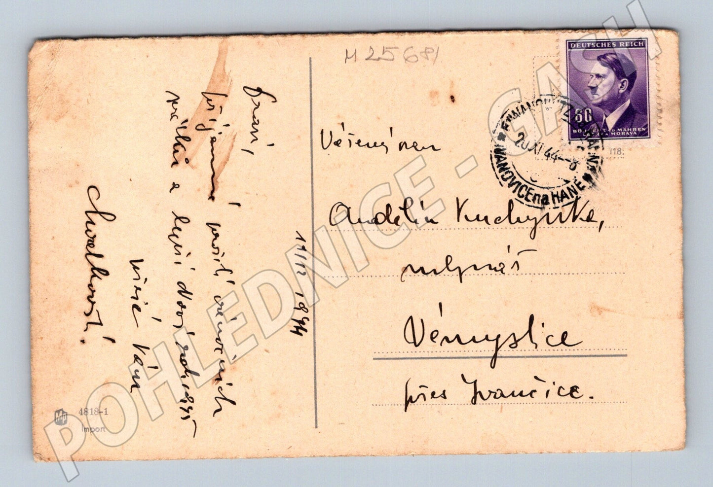 Pohlednice Německo Vánoční motiv dům 1944 (M25681)