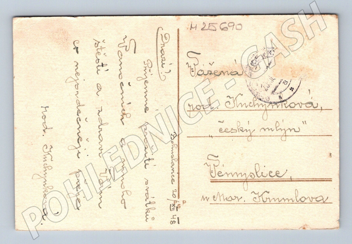 Pohlednice zimní krajina jeleni 1948 (M25690)