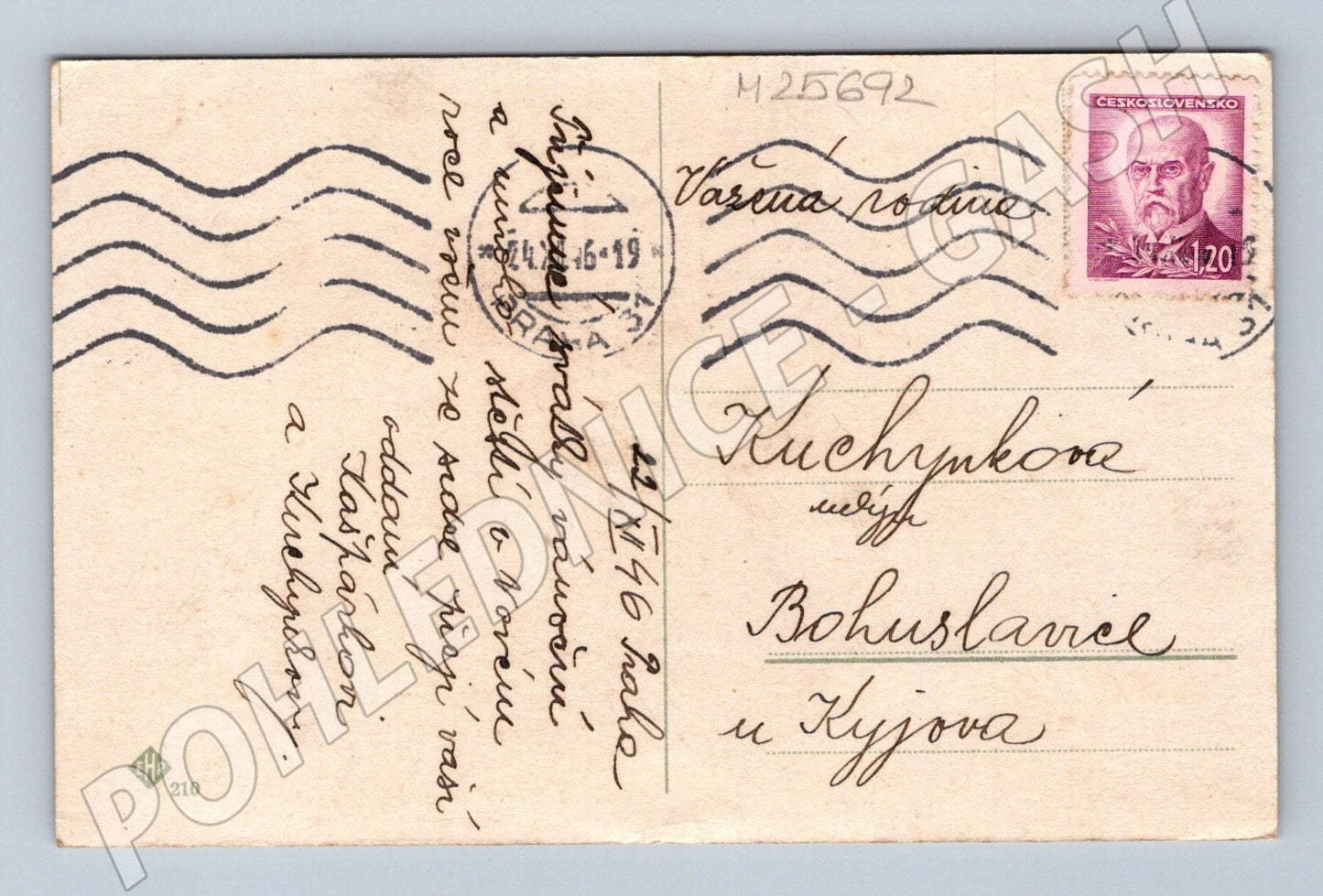 Pohlednice vánoční jehličí svíčka perníčky 1946 (M25692)