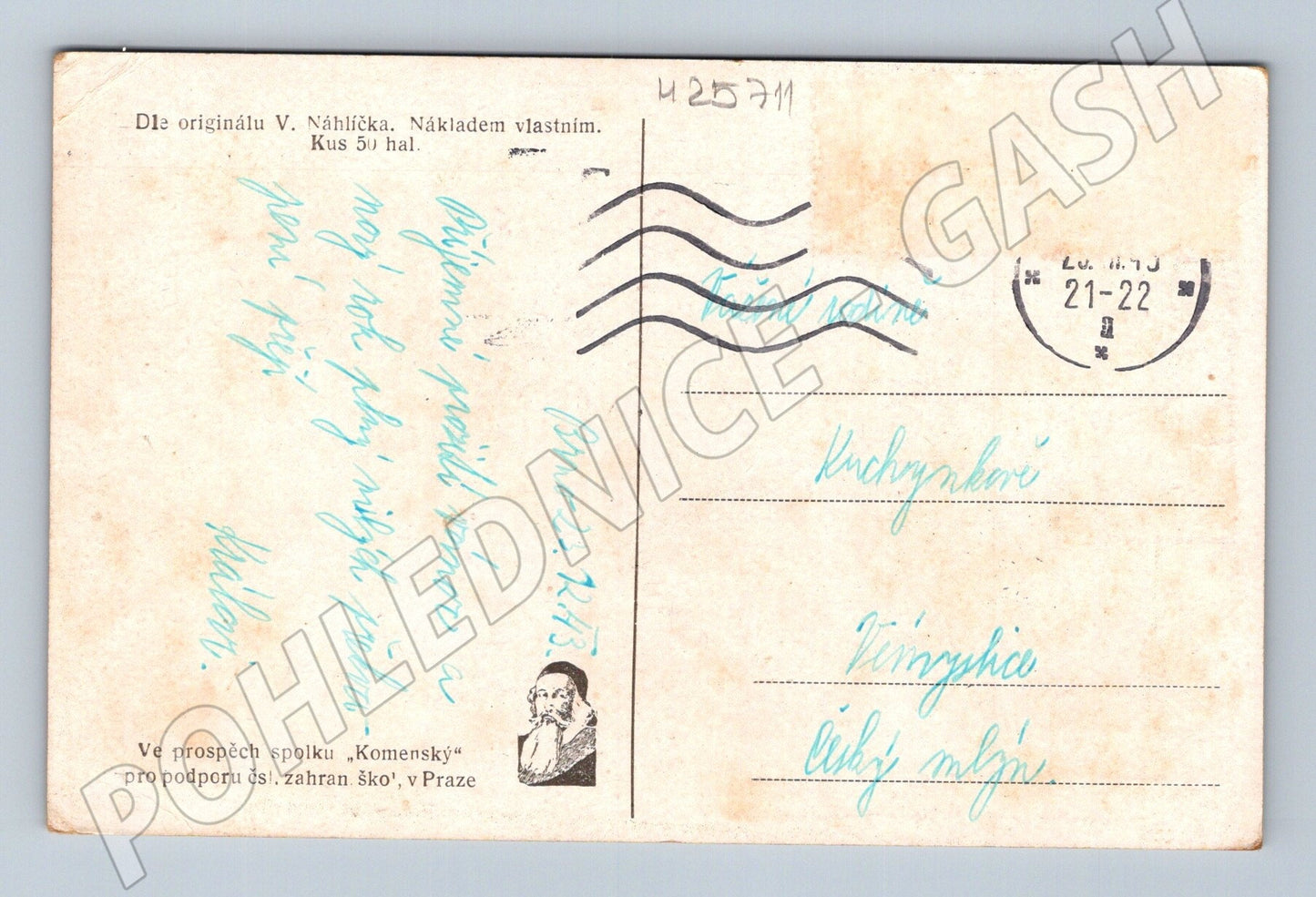 Pohlednice vánoční/novoroční motiv muž se psem 1915 (M25711)