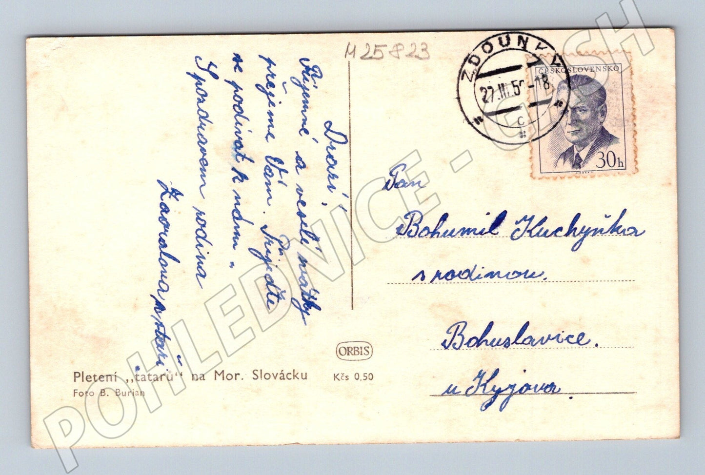 Pohlednice Mor. Slovácko Pletení tatarů Velikonoce 1958 (M25823)