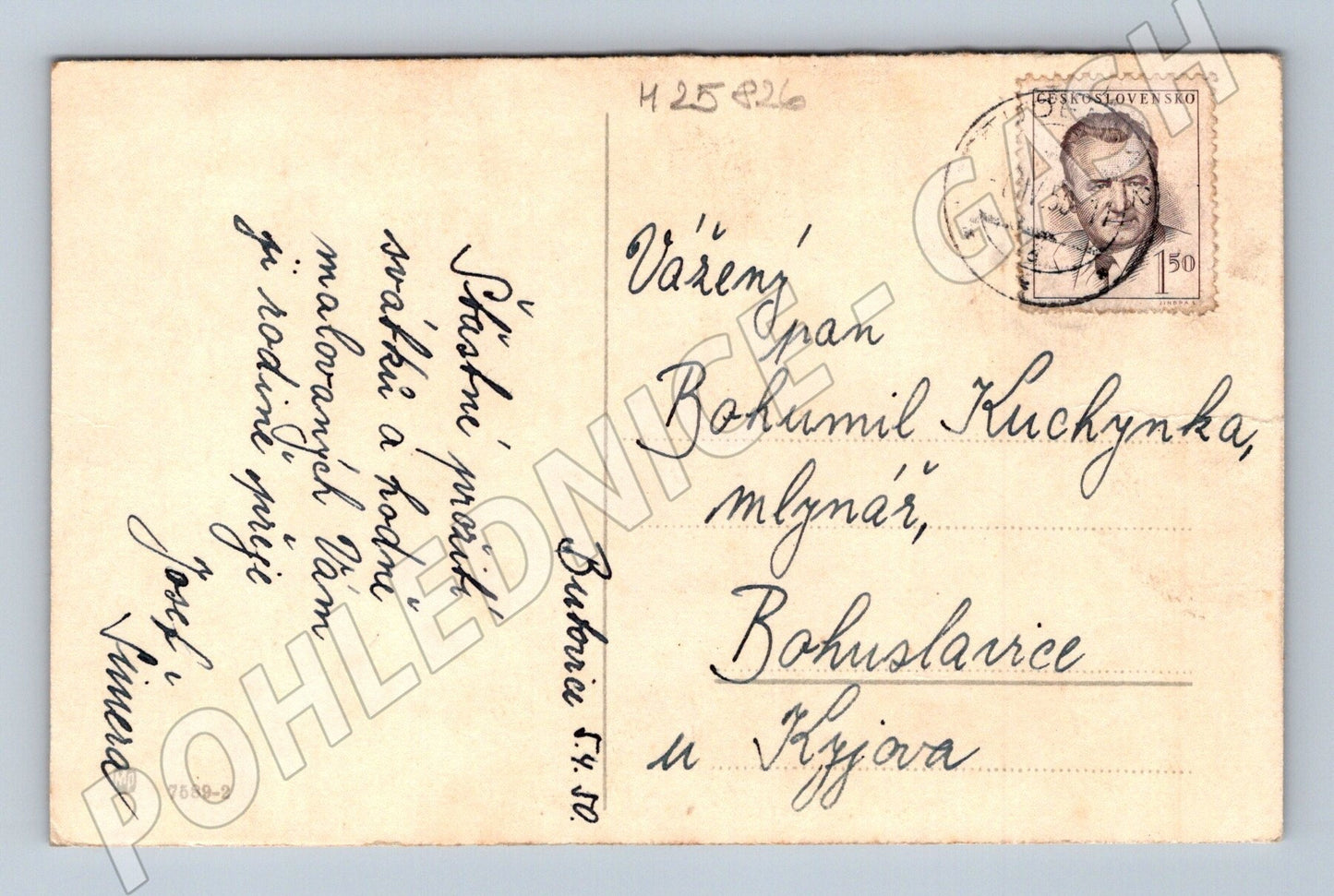 Pohlednice Československo Velikonoce zvon kočičky 1950 (M25826)