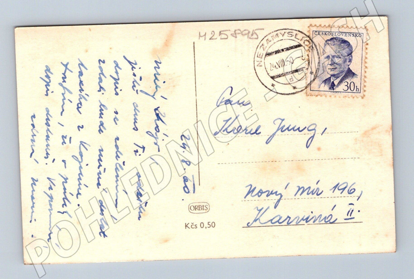 Pohlednice Květy prvosenky 1950 (M25895)