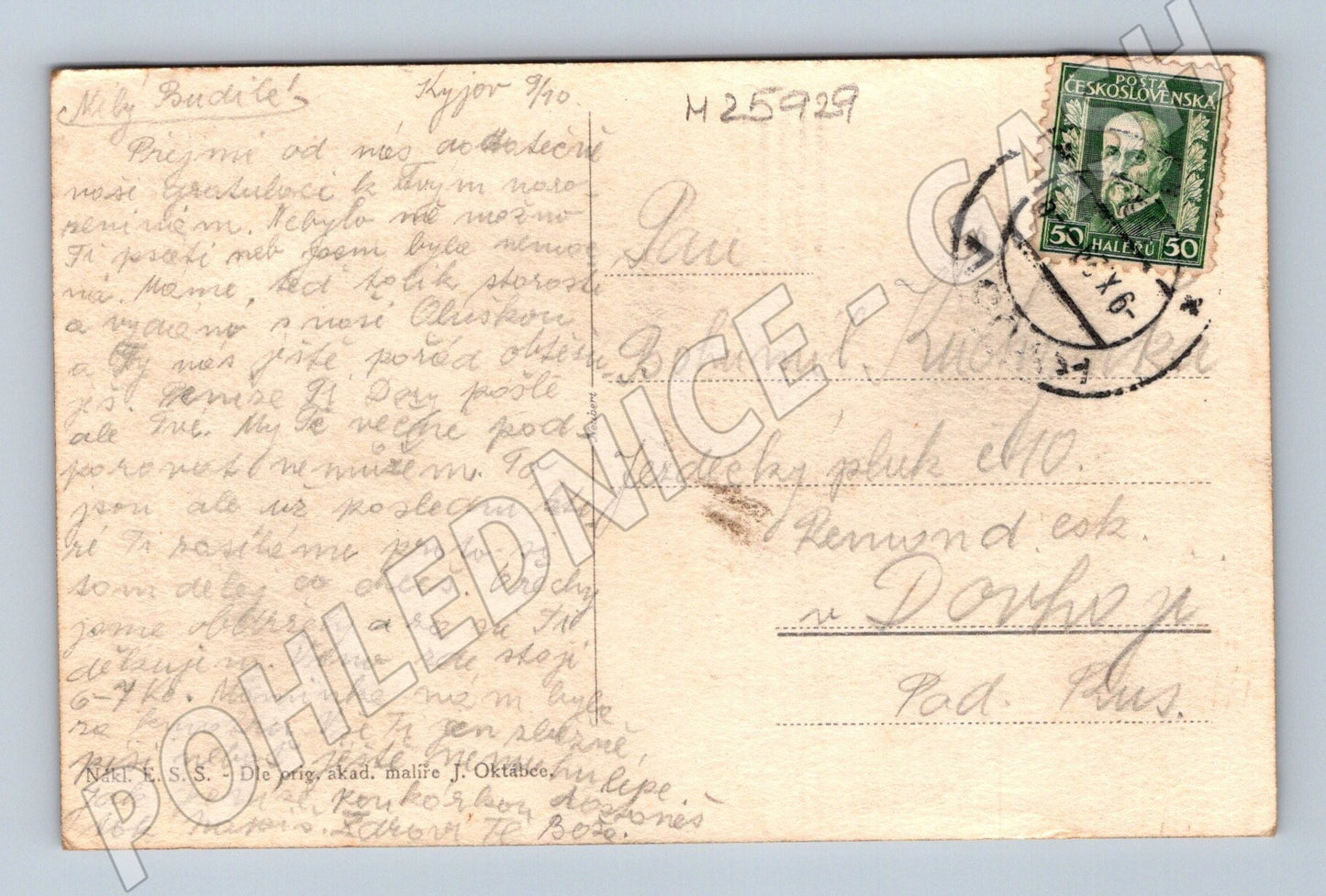 Pohlednice Kytice pomněnek blahopřání 1938 (M25929)