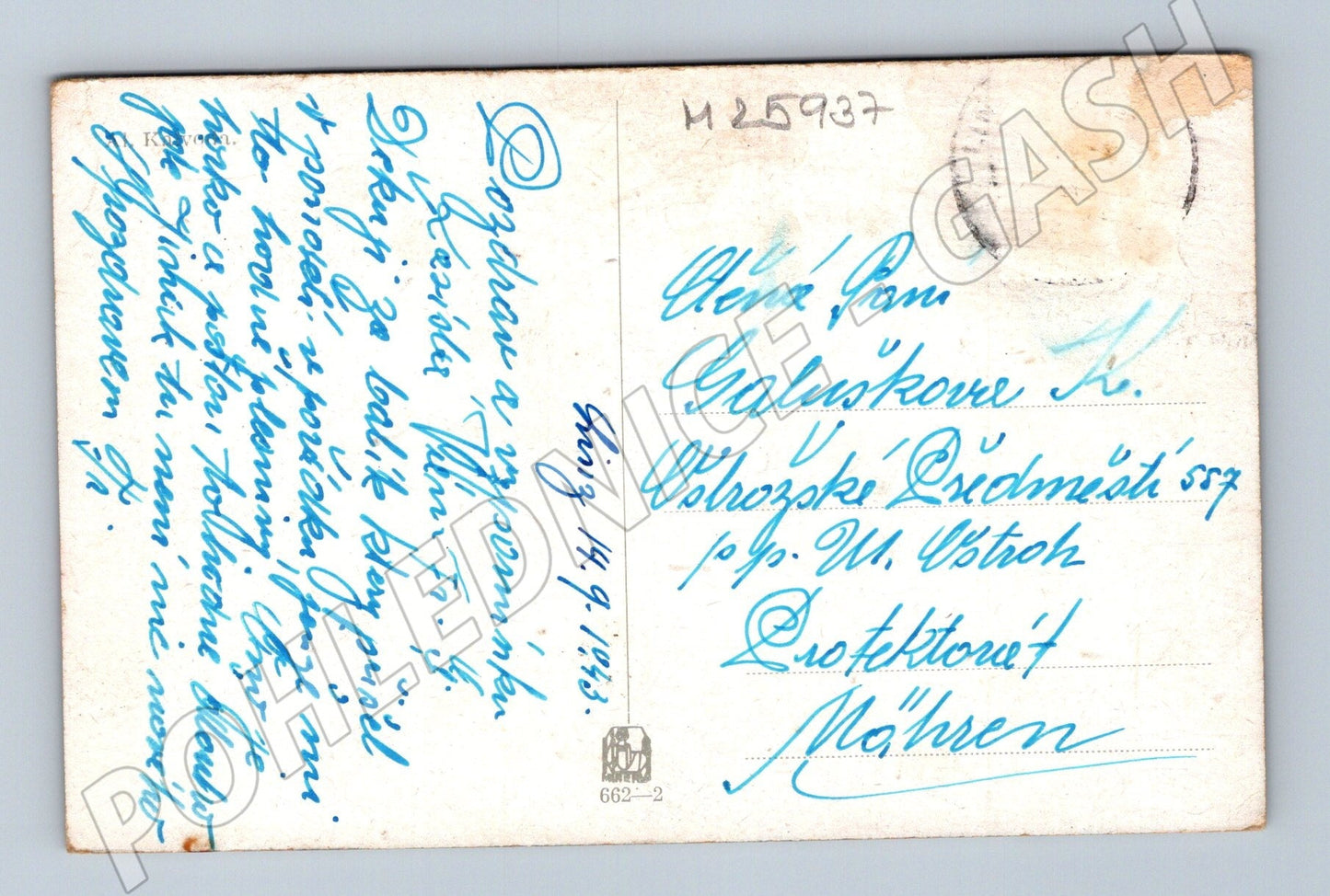 Pohlednice pole s vlčími máky a hory 1943 (M25937)