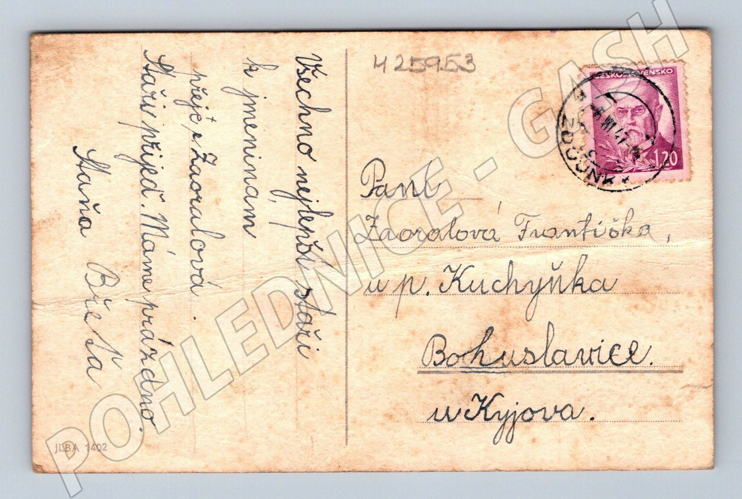 Pohlednice kytice sedmikrásek a pomněnek 1920s (M25953)