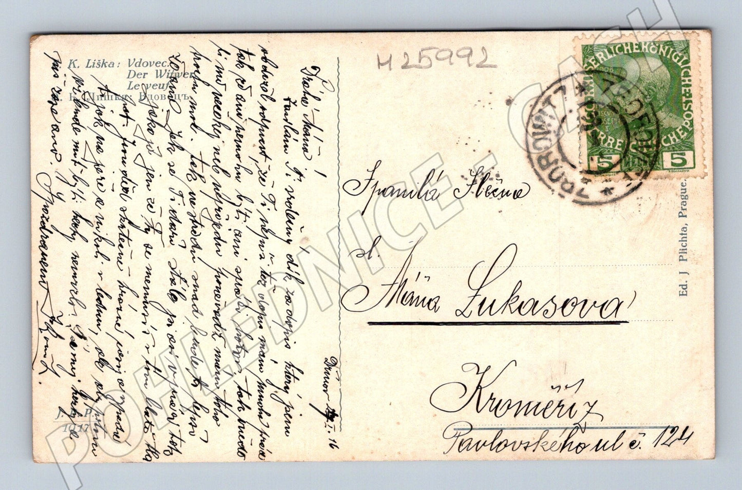 Pohlednice K. Liška Vdovec umělecký motiv 1908 (M25992)