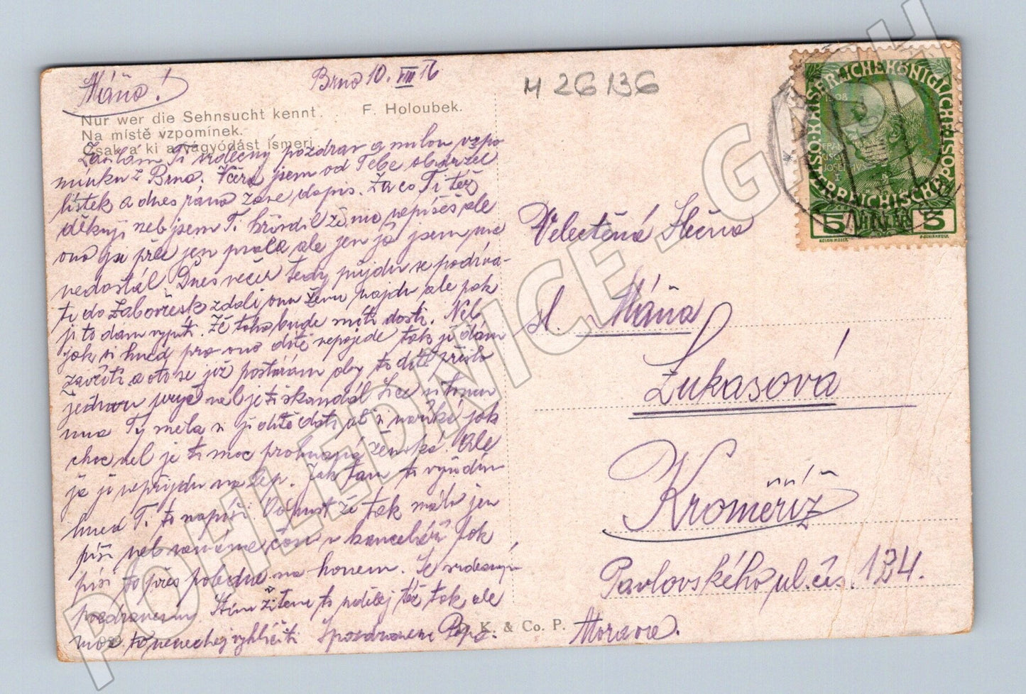 Pohlednice Romantická scéna žena u jezera 1916 (M26136)