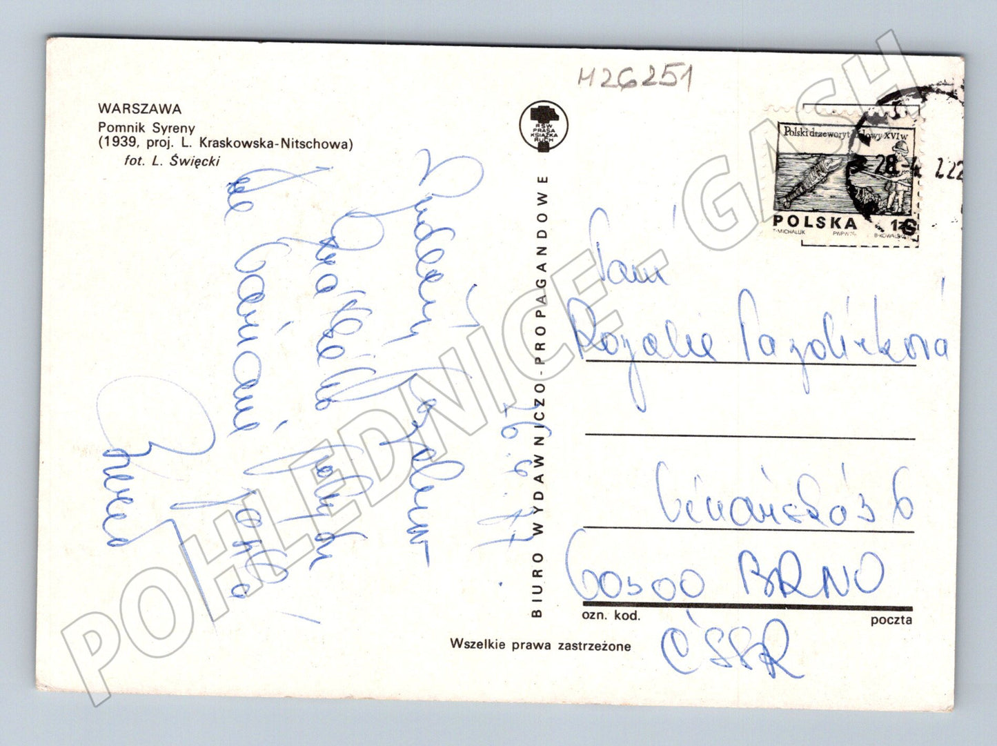 Pohlednice Polsko Varšava Pomník mořské panny (M26251)