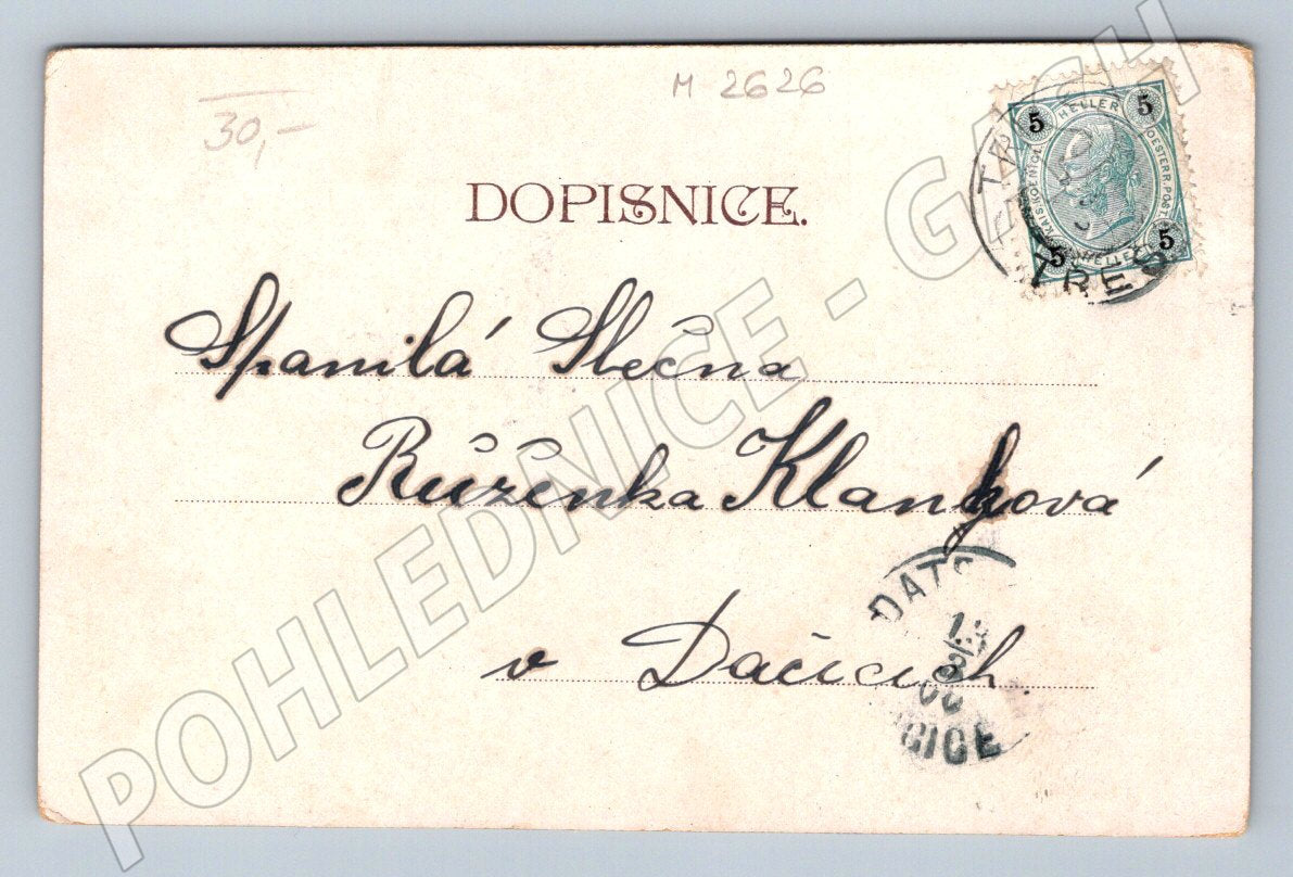 Postcard Greetings from Třeště Czech postcard (M2626)