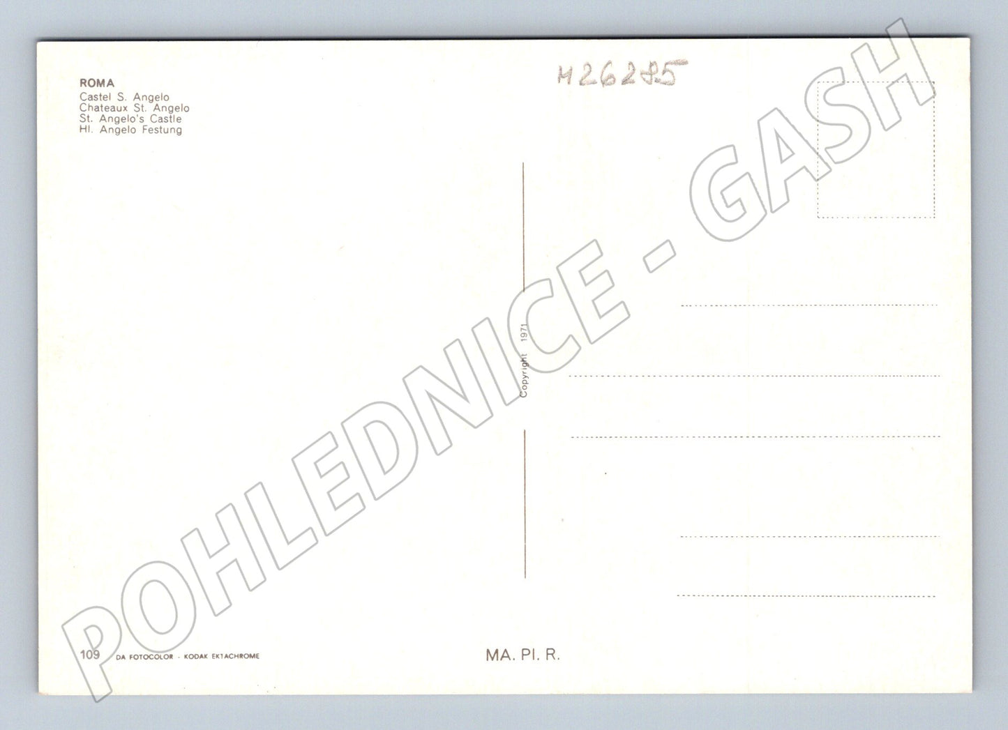 Pohlednice Itálie Řím Castel Sant Angelo 1971 (M26285)