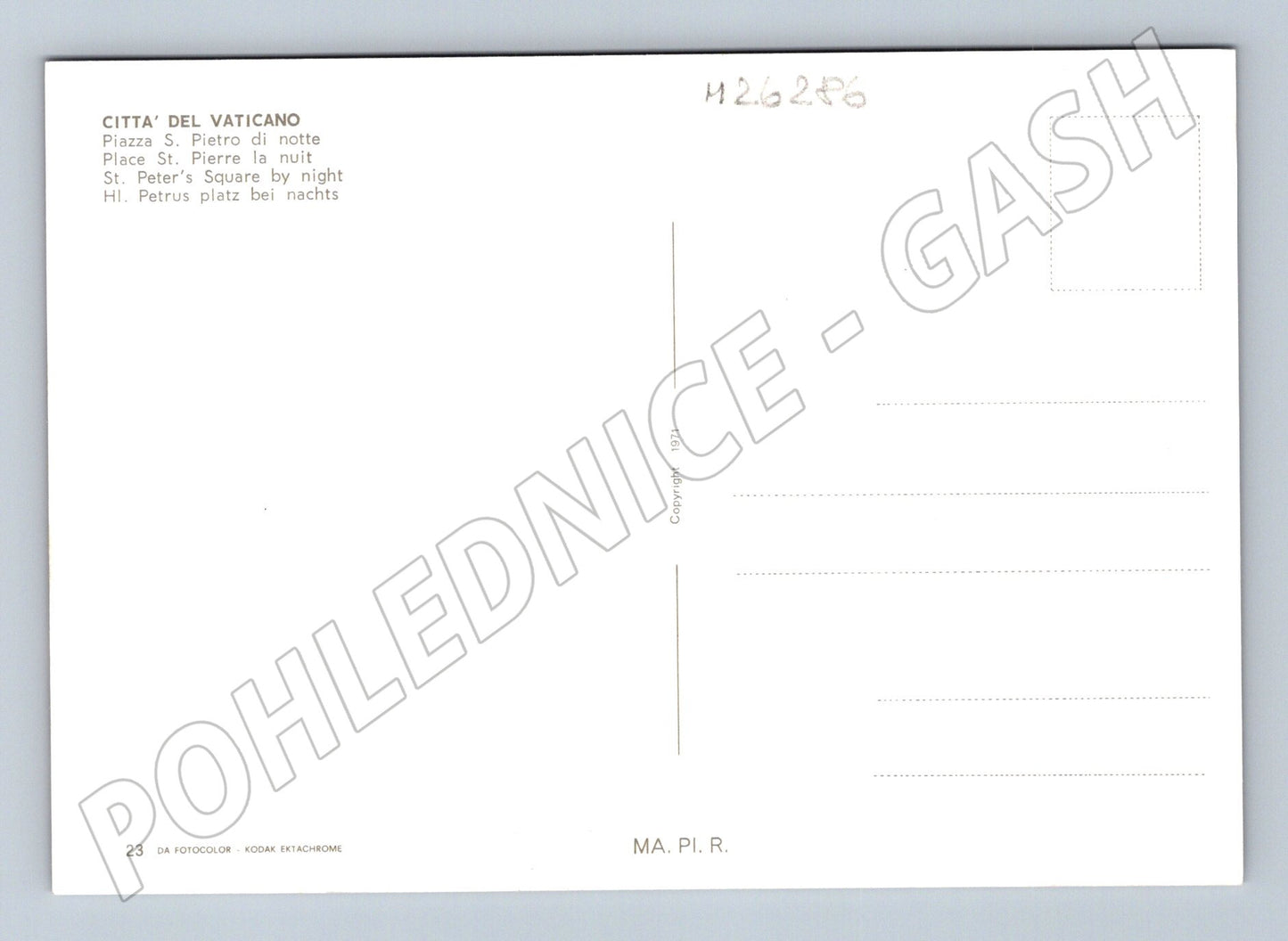 Pohlednice Vatikán Svatopetrské náměstí fontána 1971 (M26286)