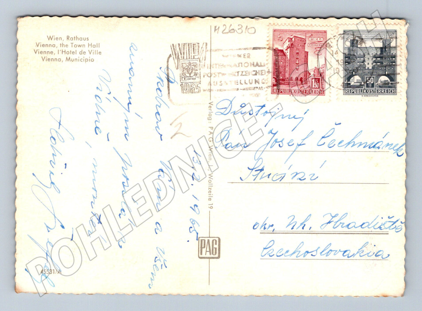 Pohlednice Rakousko Vídeň Rathaus 1965 (M26310)