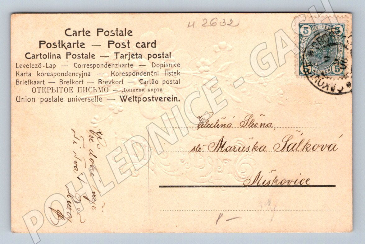 Postcard clover and ladybug Czech Republic (M2632)